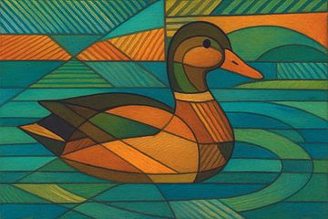 Mallard duck illustration.