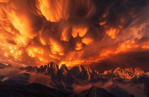 Feuerroter Himmel über den Dolomiten