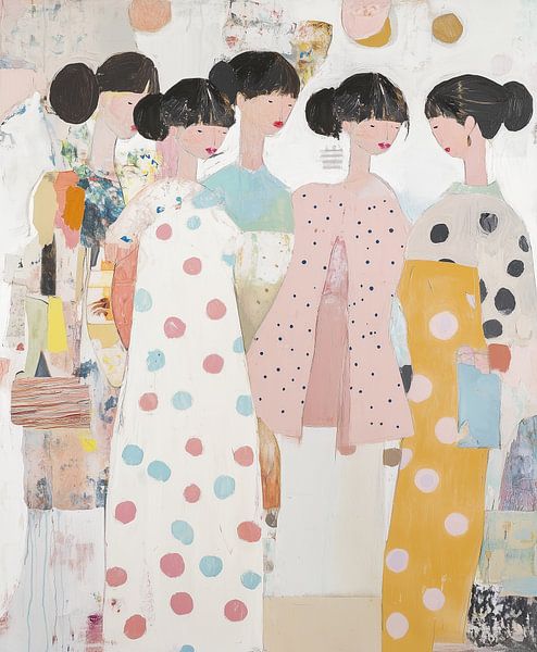 Vijf vrouwen in Pastel van Bianca ter Riet