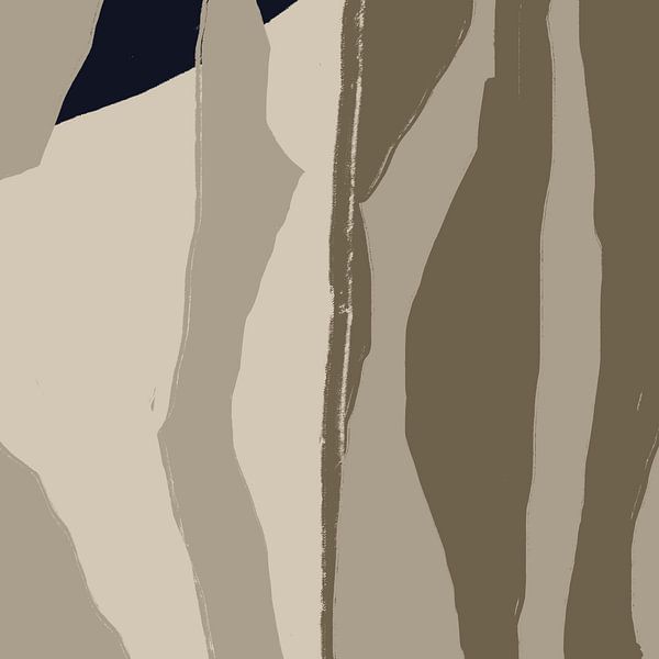 Abstrakte Kunst. Linien in schwarz, weiß, taupe. von Dina Dankers