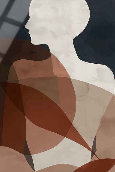 Portrait moderne et abstrait dans les tons de terre par Japandi Art Studio