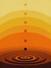 Minimalistische Sonnenuntergang Gradient Geometrische Poster - Golden Zen Ripple Abstrakte Kunst