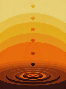 Minimalist Sunset Gradient Geometric Poster - Golden Zen Ripple Abstract Art