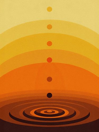 Minimalistische zonsondergang Verloop Geometrische Poster - Gouden Zen Rimpeling Abstracte Kunst