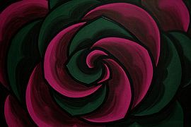 Abstract painting of flower in shades of green and pink by Art & Soul Creations