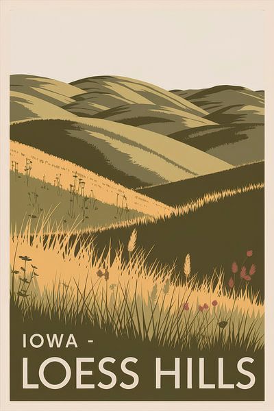 Iowa - Loess Hills Vintage Travel Poster by Poster Art Shop