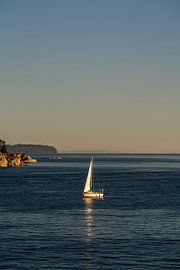 Voilier en mer à l'heure dorée près de Vancouver sur Anneloes van Acht