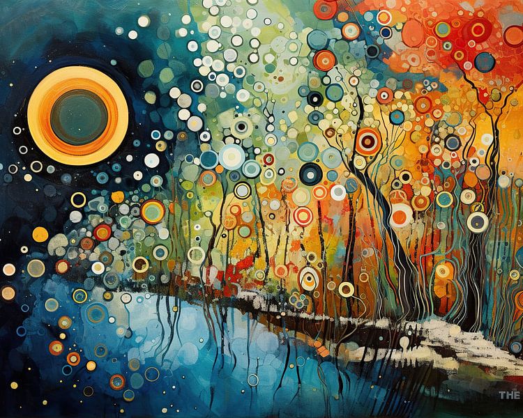 Dag en Nacht van Abstract Schilderij