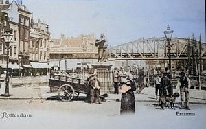 Die Innenstadt von Rotterdam auf einer alten Postkarte von 1905
