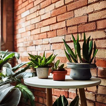 Stilleven kamerplanten in een appartement schilderij Illustratie van Animaflora PicsStock