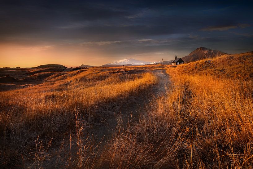 Paysage islandais sous la chaude lumière du soleil. par Voss Fine Art Fotografie