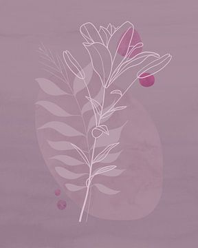 Minimalistische illustratie in roze en paars van Tanja Udelhofen