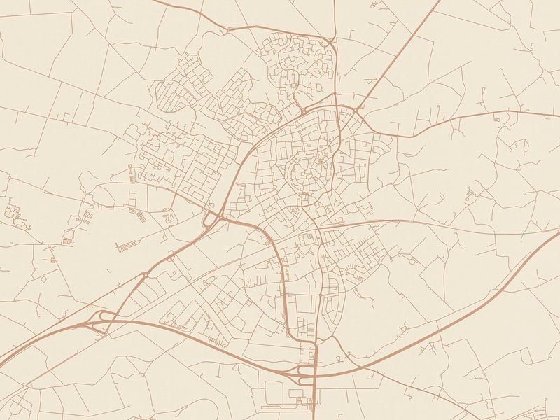 Terracotta style map of Oldenzaal by De Kaartenwinkel