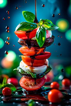 Creatieve tomaten- en mozzarellatoren met basilicum van Poster Art Shop