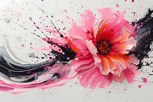 Fleur abstraite dynamique avec des éclaboussures de peinture