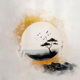 Japandi Art: Japanese ZEN Landscape - 3 by Studio Pieternel