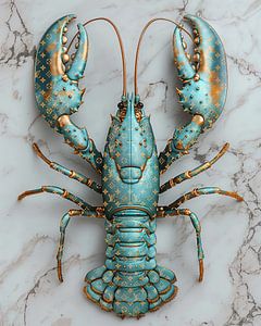 Designer lobster turquoise van Rene Ladenius Digital Art