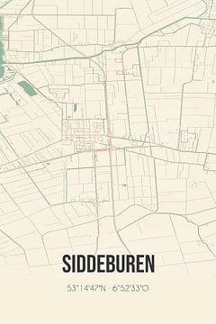 Alte Karte von Siddeburen (Groningen) von Rezona