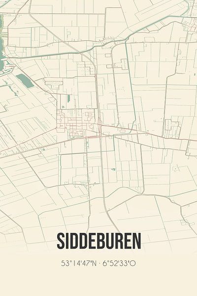Vintage map of Siddeburen (Groningen) by Prints of Place