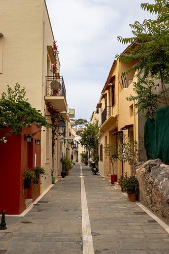 Pastelgele straat in Rethymnon, Kreta | Reisfotografie