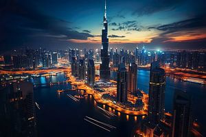 Dubai bij nacht van PixelPrestige