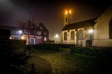 Oude witte kerk in Katwijk aan Zee van Dirk van Egmond