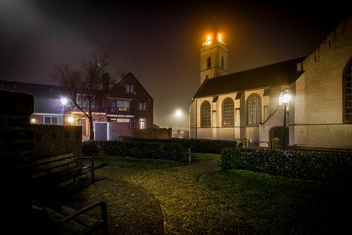 Old white church in Katwijk aan Zee by Dirk van Egmond