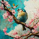 Japanese blossom with Goldfinch by DNH Artful Living thumbnail