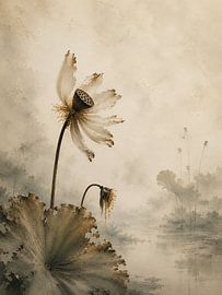 Silent Lotus Mist at Dawn by RezArt