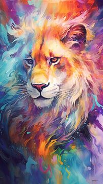 lion en multicolore sur Gelissen Artworks