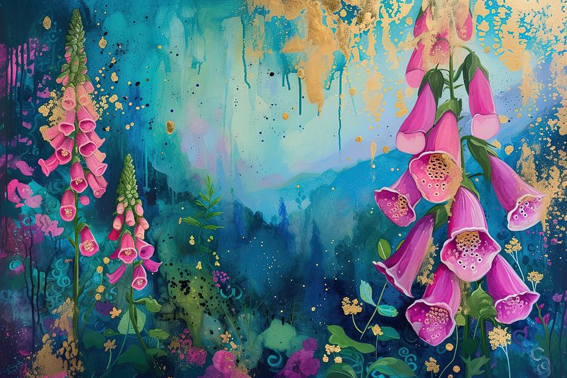 Neonblumen-Malerei | Bloom Glimmer Fusion von Kunst Laune