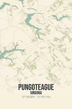 Carte ancienne de Pungoteague (Virginie), USA. sur Rezona