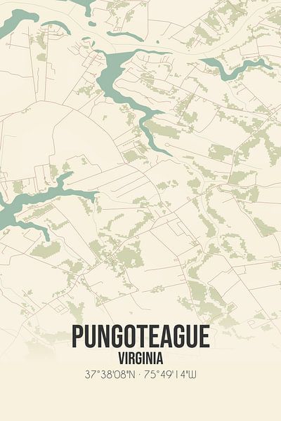 Vintage map of Pungoteague (Virginia), USA. by Prints of Place