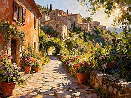 Romantisches Dorf – Italienischer Nachmittagsglanz von Johannas Art Creations