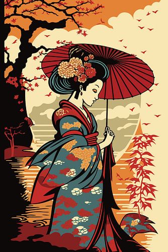 Geisha in het park