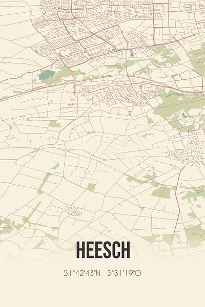 Alte Karte von Heesch (Nordbrabant) von Ortsdrucke