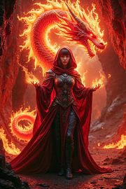 FIRAYEN - Die Magierin mit ihrem chinesischen Drachen aus Feuer von INFERAURUM