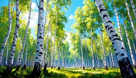 Birken im sommerlichen Birkenwald