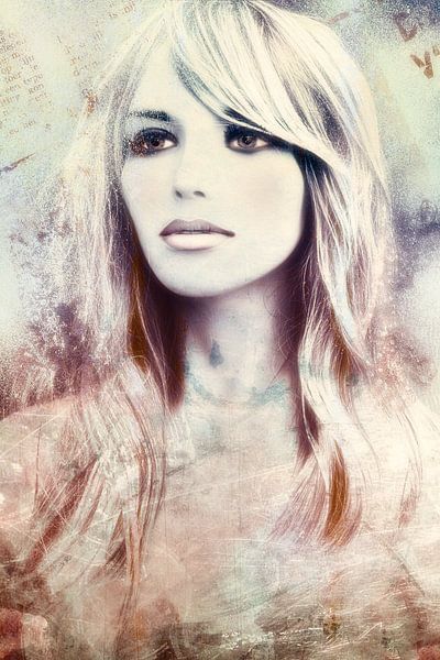 Dromerig portret in pastel tint van Marijke de Leeuw - Gabriëlse