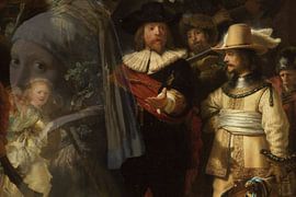Girl with the Pearl Earring in the Night Watch - Dramatic collage of old masters by Kleurenrijk