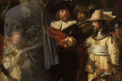 Meisje met de Parel in de Nachtwacht – Dramatische collage van oude meesters