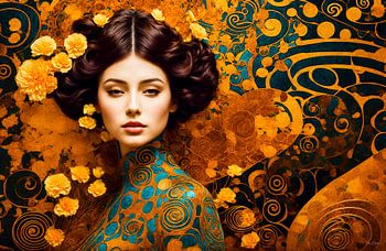 Aurea Divina: Azure Mosaic - Muze van de lente in goud & turkoois