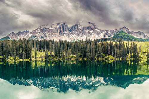 Lake Carezza in the Dolomites mountains or Karersee during sprin by Sjoerd van der Wal Photography
