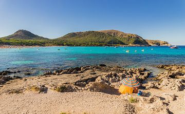 Belle côte de la baie de la plage de Cala Agulla Majorque, Espagne