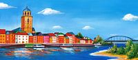 Schilderij Deventer skyline van Kunst Kriebels thumbnail