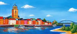 Schilderij Deventer skyline van Kunst Kriebels