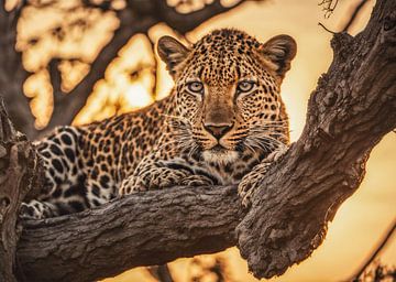 Leopard auf der Lauer nach Beute von Kees van den Burg