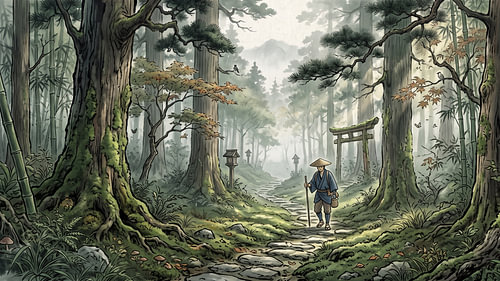 Japanese Forest Shrine Path