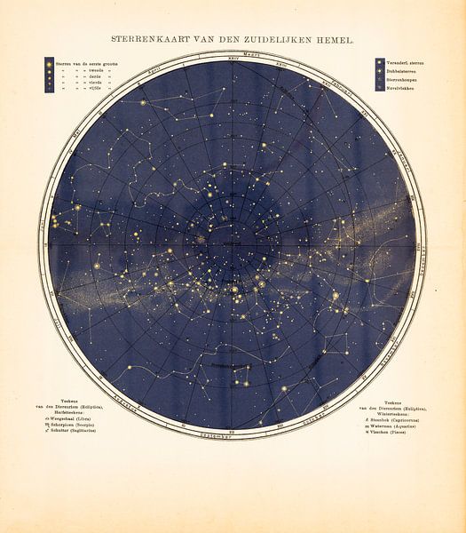 Carte stellaire ancienne du ciel austral par Studio Wunderkammer