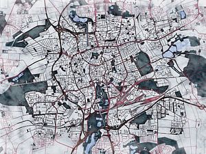Karte von Braunschweig im stil 'White winter'